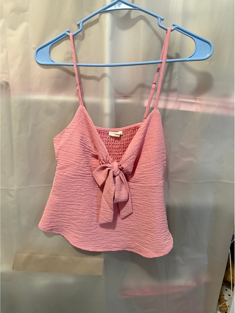 Pink Sleeveless Tie-Front Crop Top with Adjustable Straps